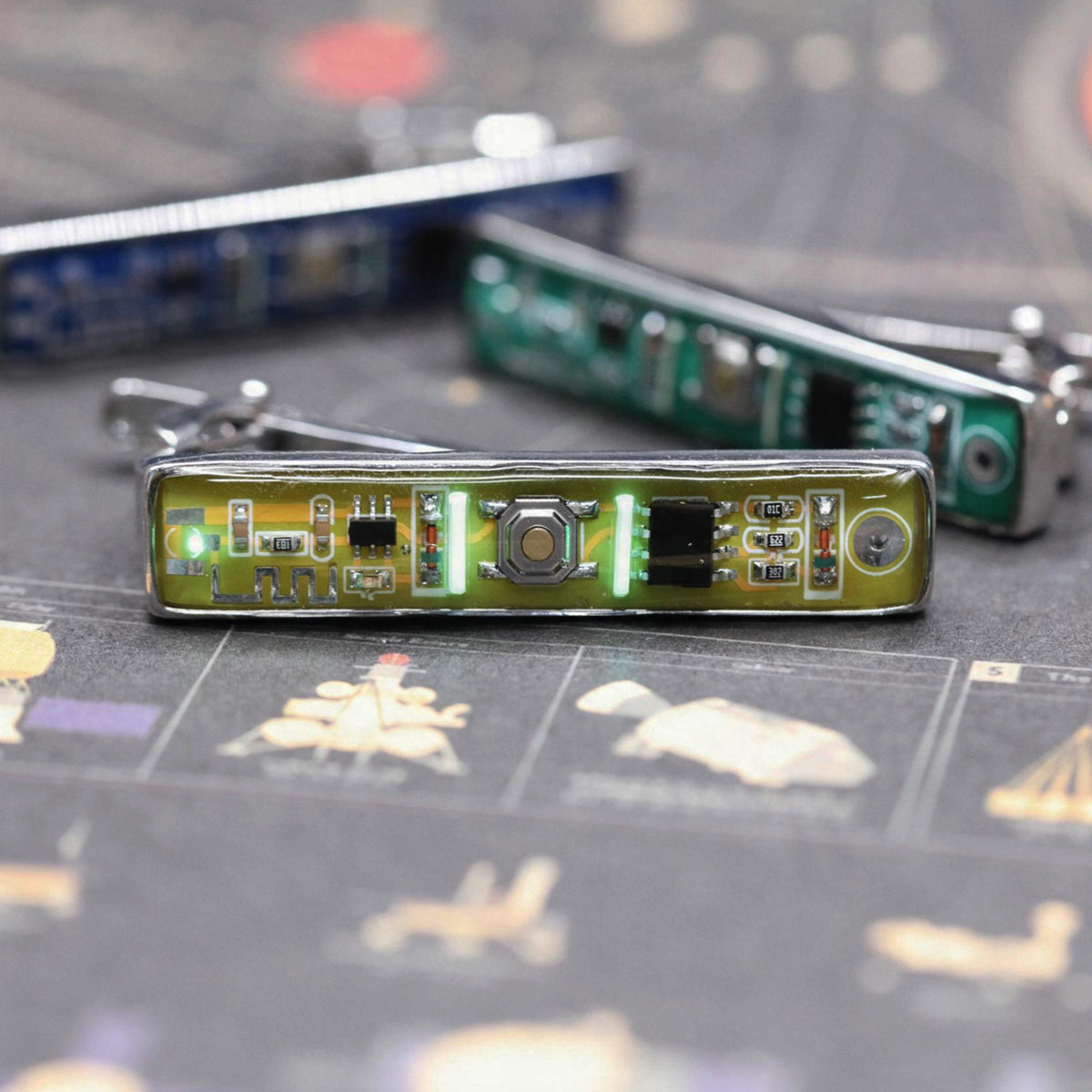 Glowing Circuit Board Tie Clip, Futuristic Tech Gift